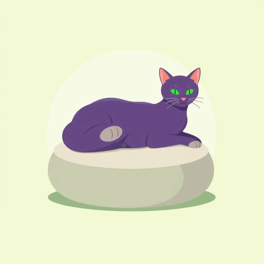 Ilustración: un gato tranquilo, echado sobre un almohadón